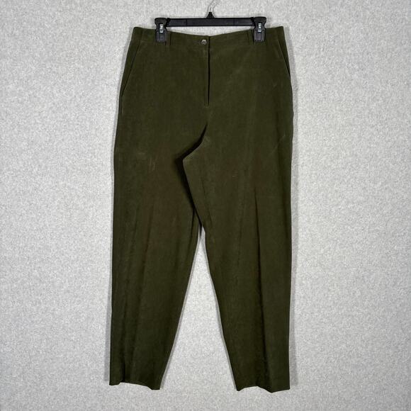 Talbots Pants - Vintage Talbots Pant Womens 14 Green Faux Suede Trouser Academia Tapered Stretch
